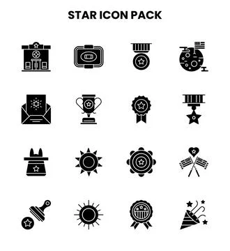 Star Glyph Icons Pack Stockillustratie