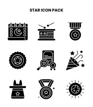 Star Glyph Icons Pack Stockillustratie