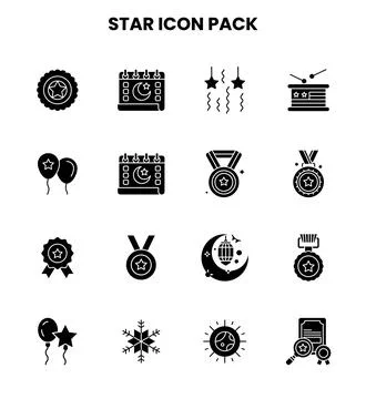 Star Glyph UI Icons Pack Stock Illustration
