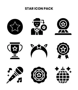 Star Glyph Vector Icons Pack Stock Illustration