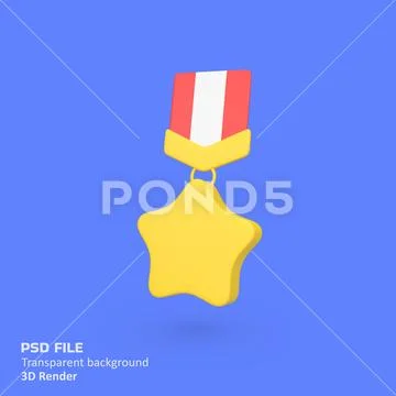 Star gold winner award isolated 3d render icon illustration Plantilla PSD