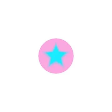 Star gradient blurred element, blue star shape with aura in pink circle, vector Stock Illustration