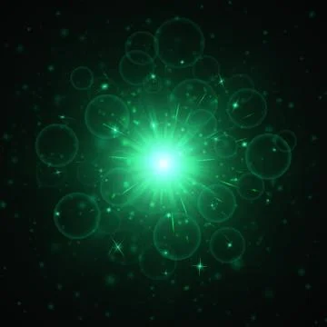 Star with green sparkles Stock Illustration