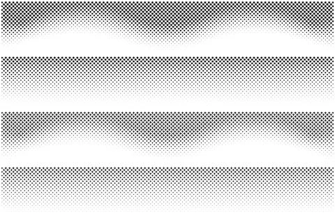 Star halftone pattern set on horizontal white background, star dot texture Stock Illustration