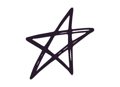 Star Hand Drawn Scribble Doodle Outline Isolated on White Background Stock Illustration