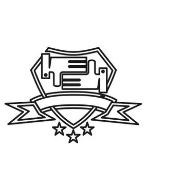 Star hand shield ribbon Commitment Teamwork Together Outline Logo Stockillustratie