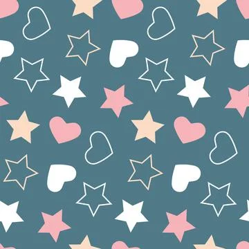 Star heart seamless pattern, vector illustration for textile design Stock Illustration