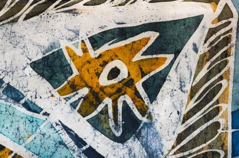 Star, hot batik, background texture, handmade on silk, abstract surrealism  Stock Illustration