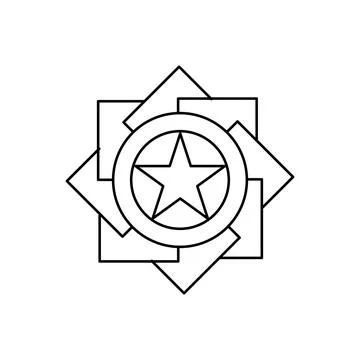 Star icon badge on white background. Star icon symbol. Line frame badge Stock Illustration
