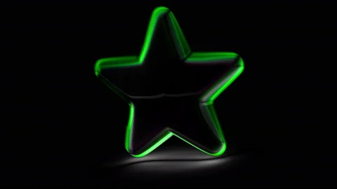 Star icon in black background. Looping footage. 3D Illustration. Stock Footage 125306320