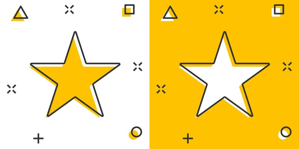 Star icon in comic style. Shape cartoon vector illustration on white isolated Stock Illustration