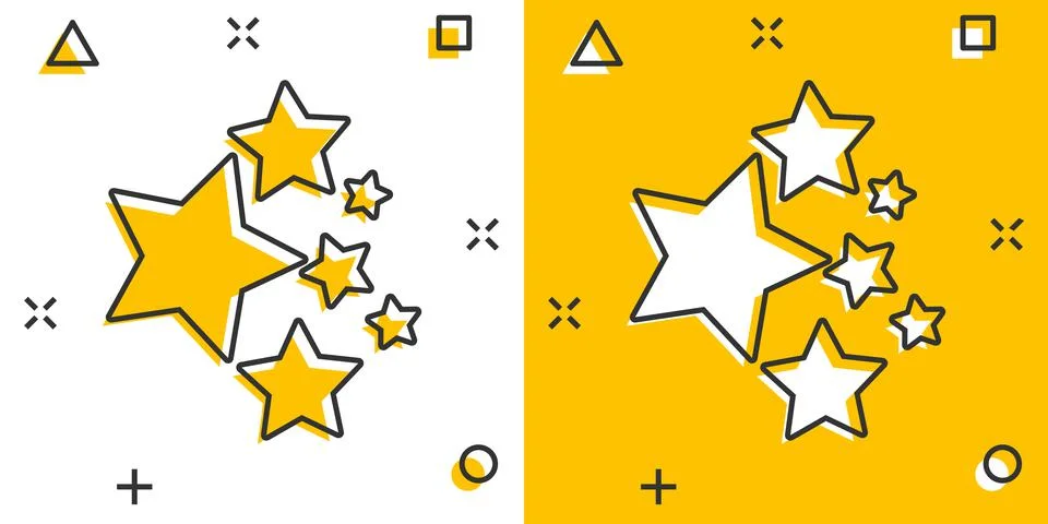 Star icon in comic style. Shape cartoon vector illustration on white isolated Illustrazione stock