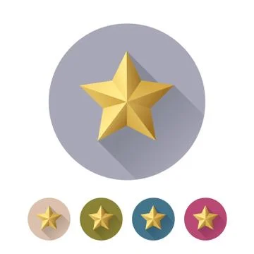 Star icon in flat style. Vector star flat sign set. Stock Illustration