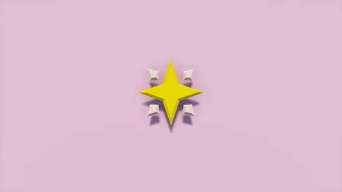 Star icon with low poly landscape 3d render Stock Illustration