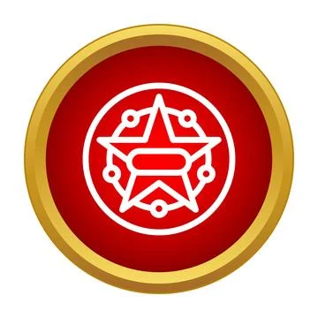 Star icon in red circle with gold border Stock Illustration