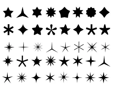 Star Icon Set Collection of Different Shaped Stars Vector Stock Illustration