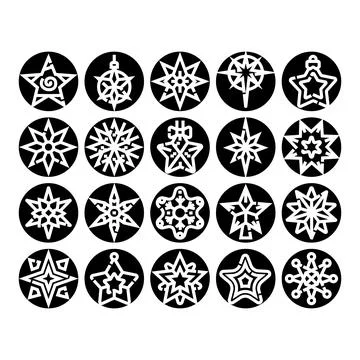 Star icon set featuring various celestial symbols and ornaments 库存插图