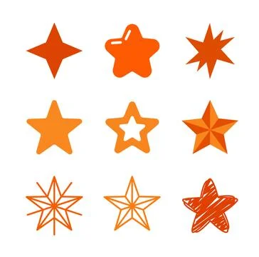 Star icon set with geometric, outline and decorative shapes Stock Illustration