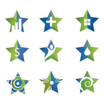 Star icon set Stock Illustration