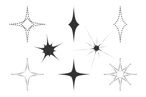 Star icons set. Creative dot fantasy for decorative works in black grey color Stock-Illustration