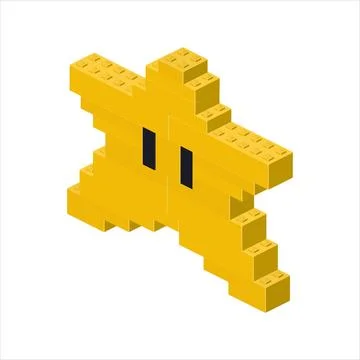 Star in isometric view assembled from plastic blocks. Vector Stock Illustration