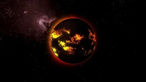 A star with lava flows on the surface rotates in space. Stock Footage 83610254