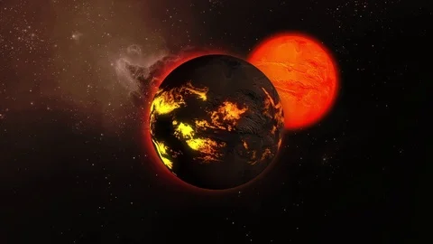 A star with lava flows on the surface rotates in space. Stock Footage 83610294