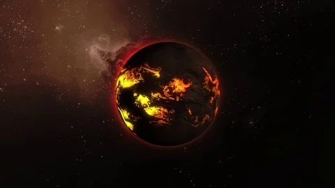 A star with lava flows on the surface rotates in space. Stock Footage 83610295