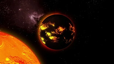 A star with lava flows on the surface rotates in space. Stock Footage 83610319