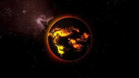 A star with lava flows on the surface in space. Stock Illustration