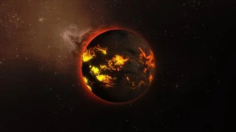 A star with lava flows on the surface in space. Stock Illustration