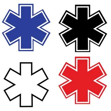 Star of Life icon. Set of three medical symbols. Emergency sign. Stock Illustration