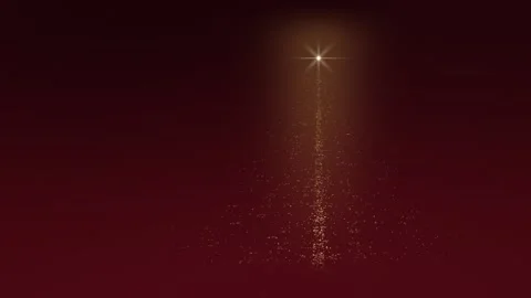 Star-like light descends, trailing golden particles through red gradient Vídeo Stock 330060940