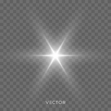 Star light shine, bright flash sparks with lens flare effect. Vector Christma Illustrazione stock