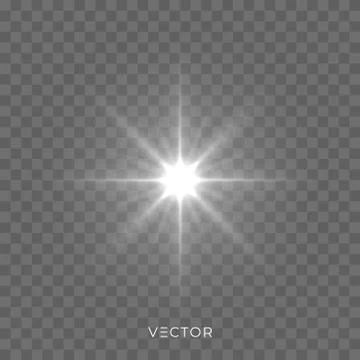 Star light shine, bright flash sparks with lens flare effect. Vector Christma Illustrazione stock