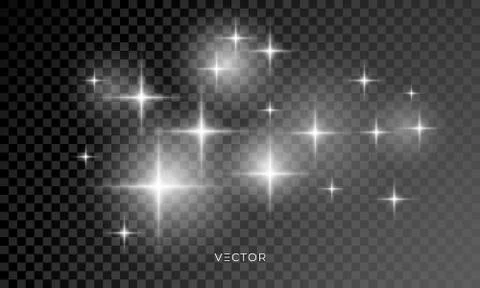 Star light shine glow, vector sparks with lens flare effect. Isolated starlig Stock-Illustration