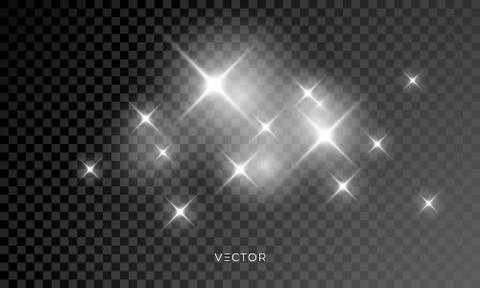 Star light shine, vector glow sparks with lens flare effect. Isolated starlig Stock Illustration