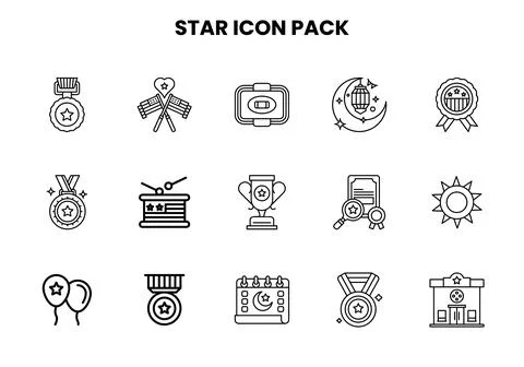 Star Line Bundle Icons Pack Stockillustratie