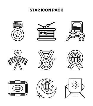 Star Line Collection Icons Pack Stock Illustration