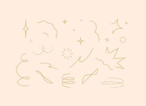 Star line design elements beige color Stock Illustration