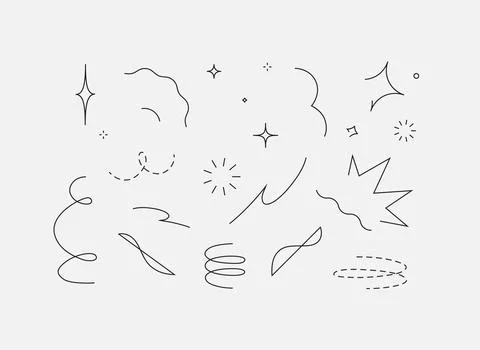 Star line design elements blue on white bg Stock Illustration