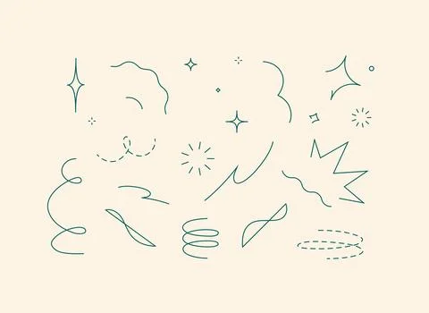 Star line design elements turquoise on beige bg Illustrazione stock