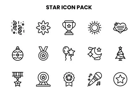 Star Line Design Icons Pack 스톡 일러스트