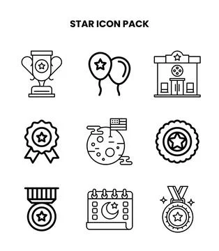 Star Line Design Icons Pack Stock Illustration