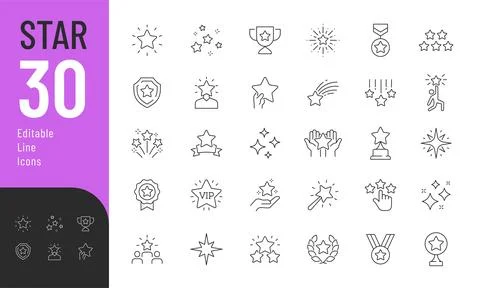Star Line Editable Icons set. Stock Illustration