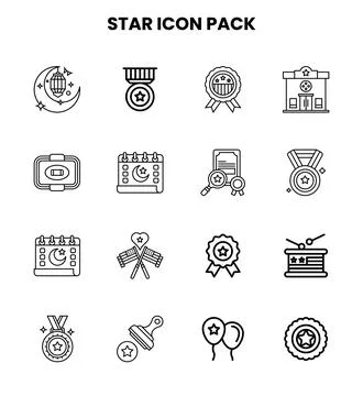 Star Line Graphics Icons Pack Stock Illustration
