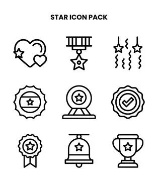 Star Line Graphics Icons Pack Stock Illustration