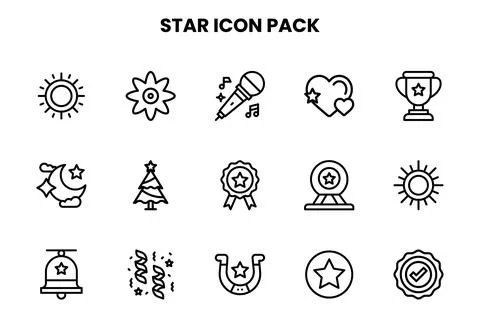 Star Line Graphics Icons Pack Stock Illustration