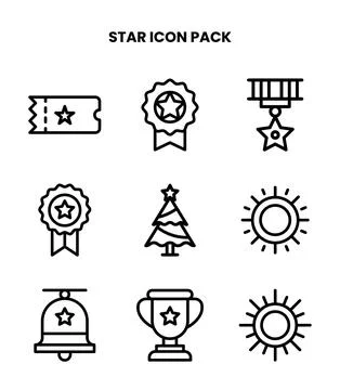 Star Line Icons Pack 스톡 일러스트