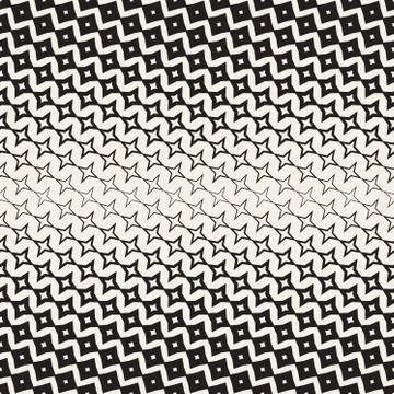 Star Line Shape Halftone Transition. Vector Seamless Black and White Pattern Illustrazione stock